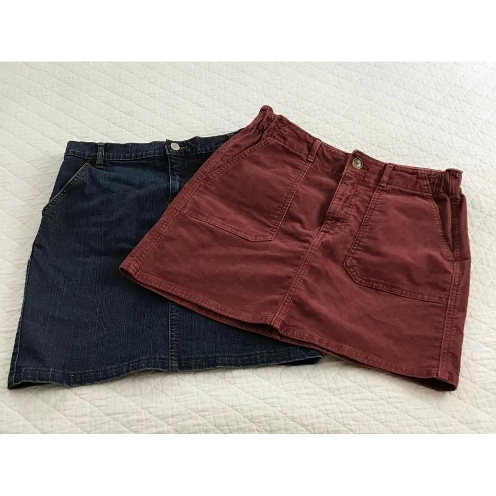 American Eagle Maroon Mini Corduroy & Gap Denim Skirts Sz 4 - Y2K Whimsy Cowgirl